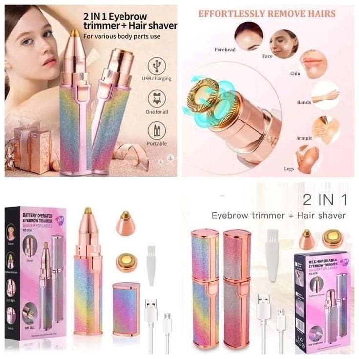 2-in-1 Electric Eyebrow Trimmer & Shaver – Rechargeable Painless Hair Remover