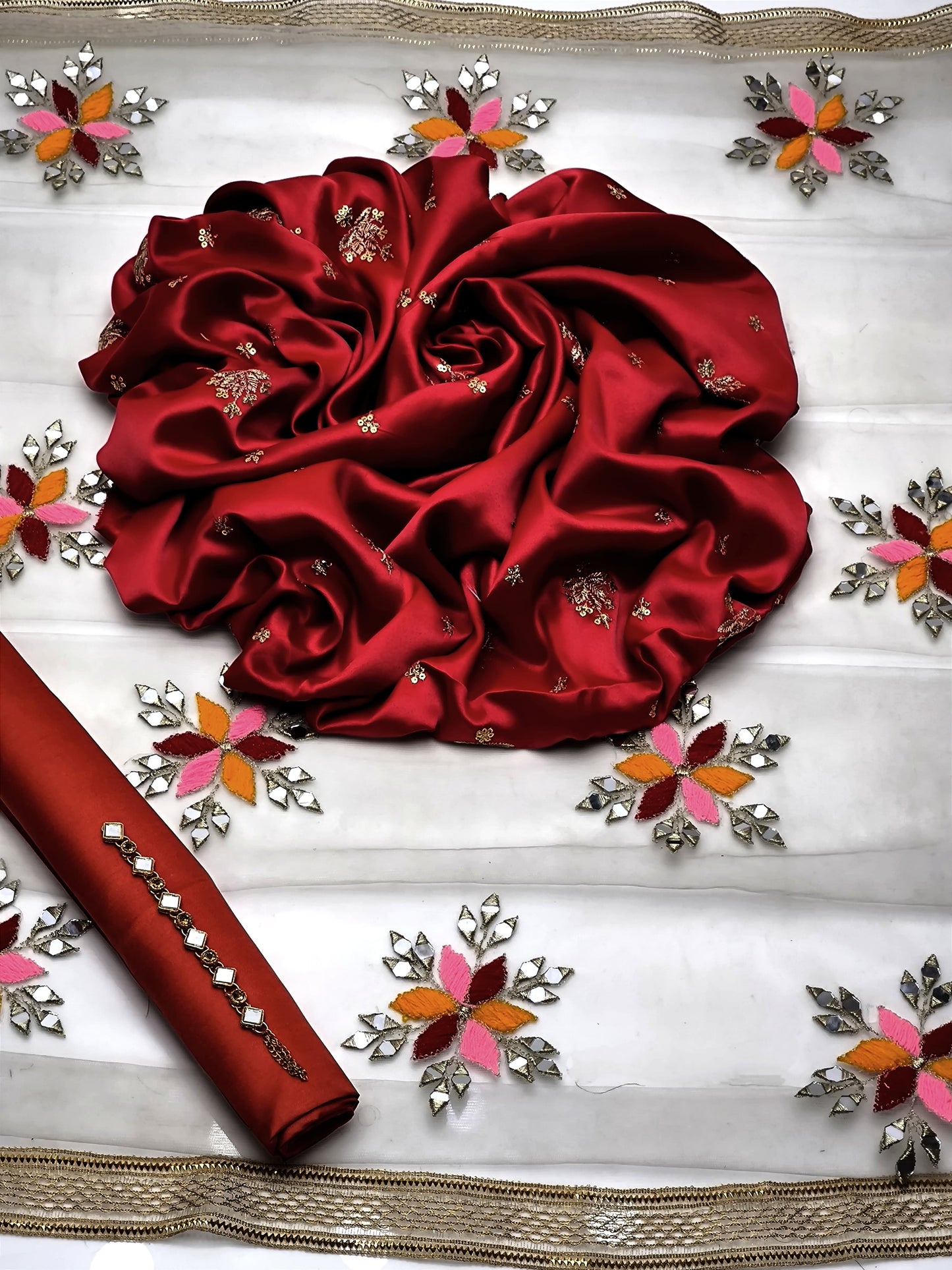 Fancy 3PC Shamooz Silk Embroidered Dress Collection