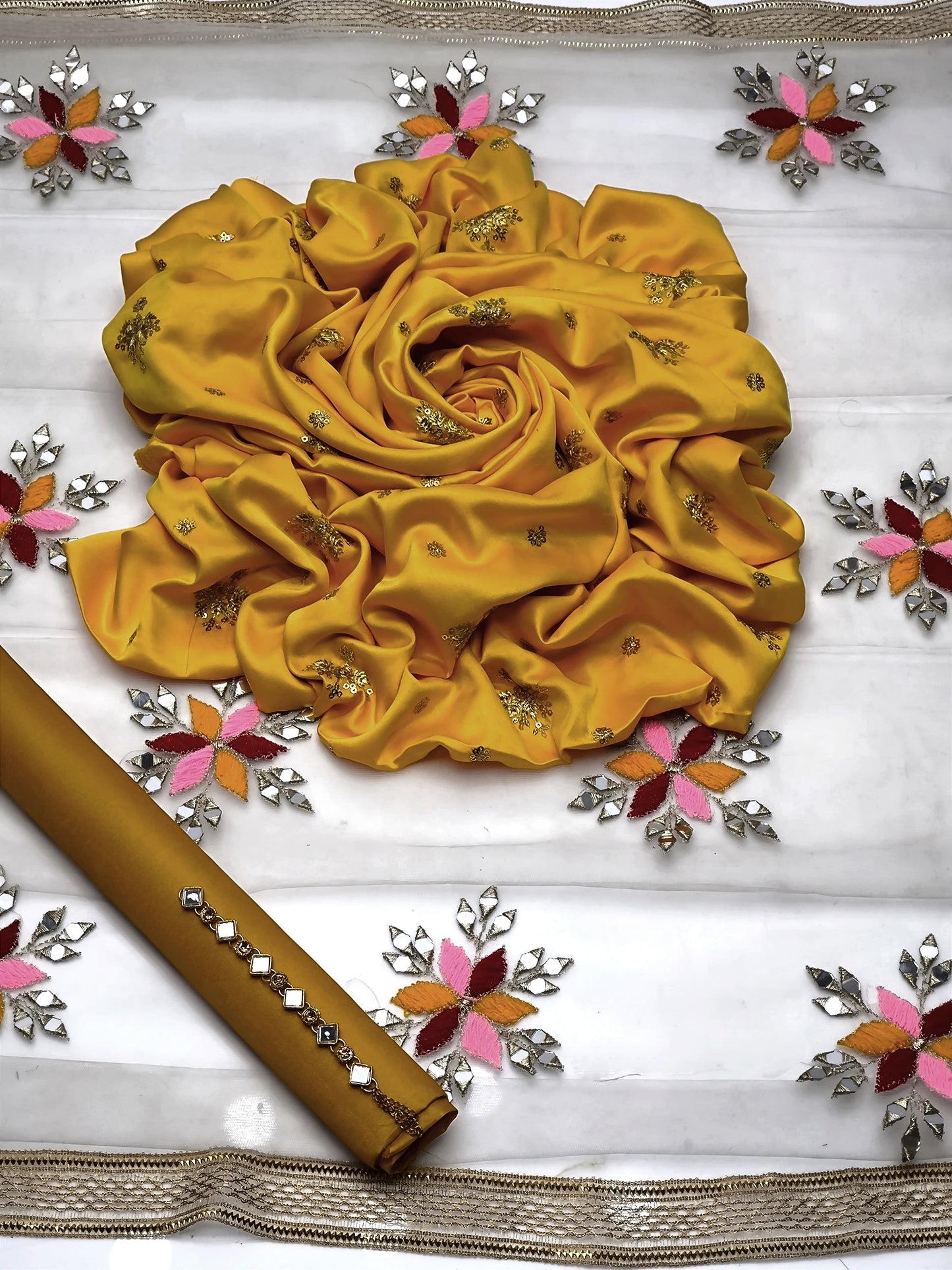 Fancy 3PC Shamooz Silk Embroidered Dress Collection