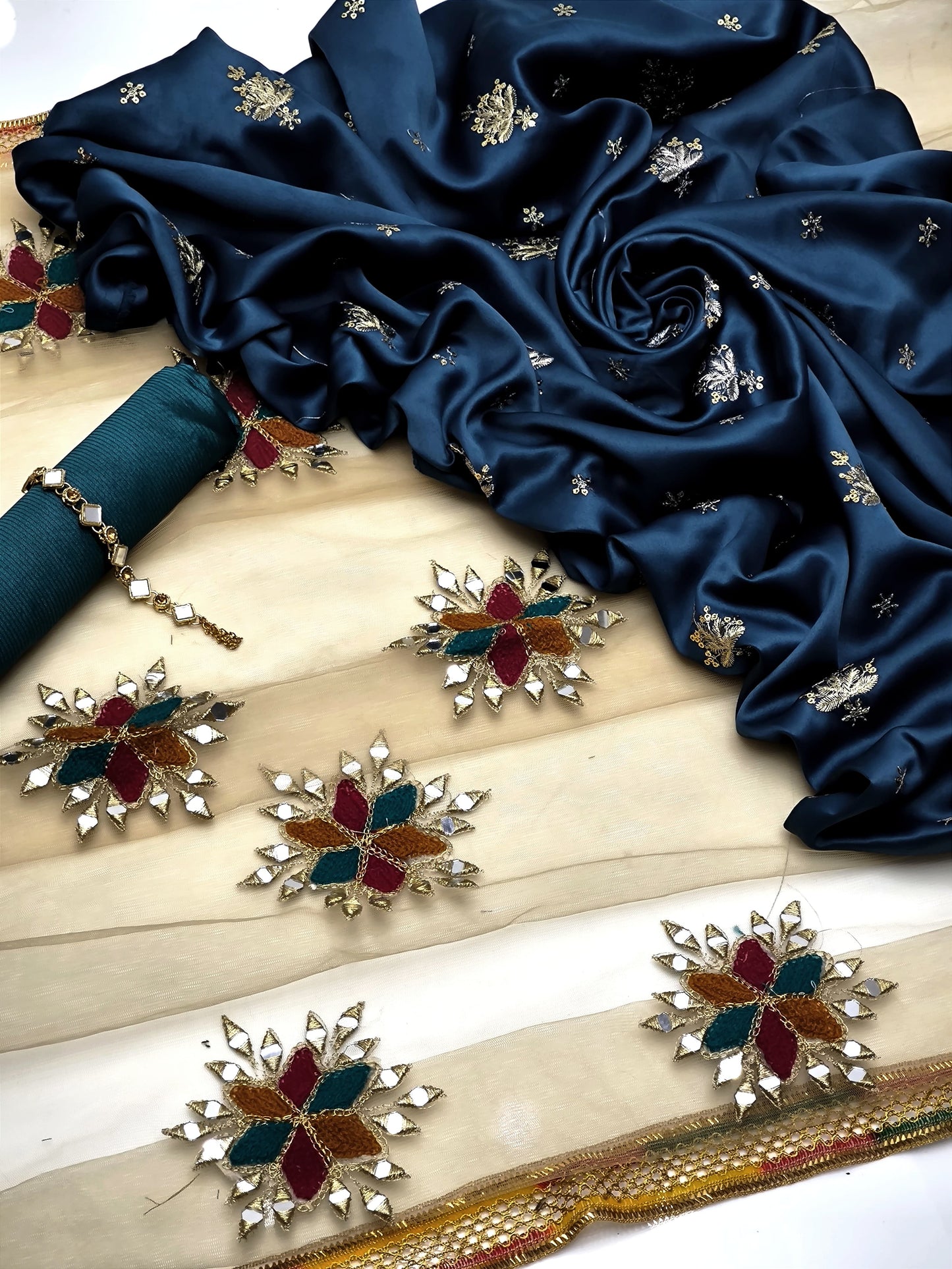 Fancy 3PC Shamooz Silk Embroidered Dress Collection