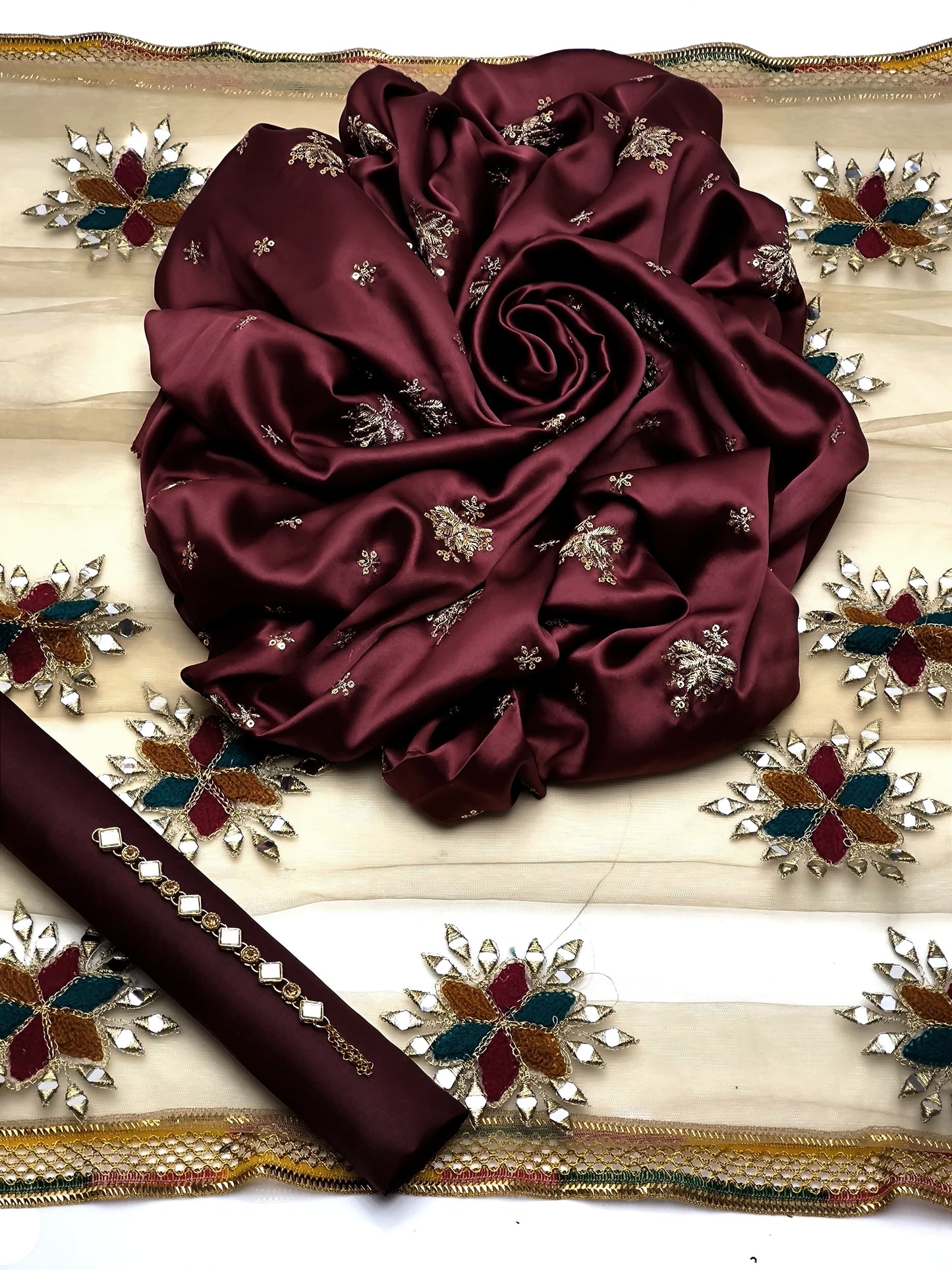 Fancy 3PC Shamooz Silk Embroidered Dress Collection