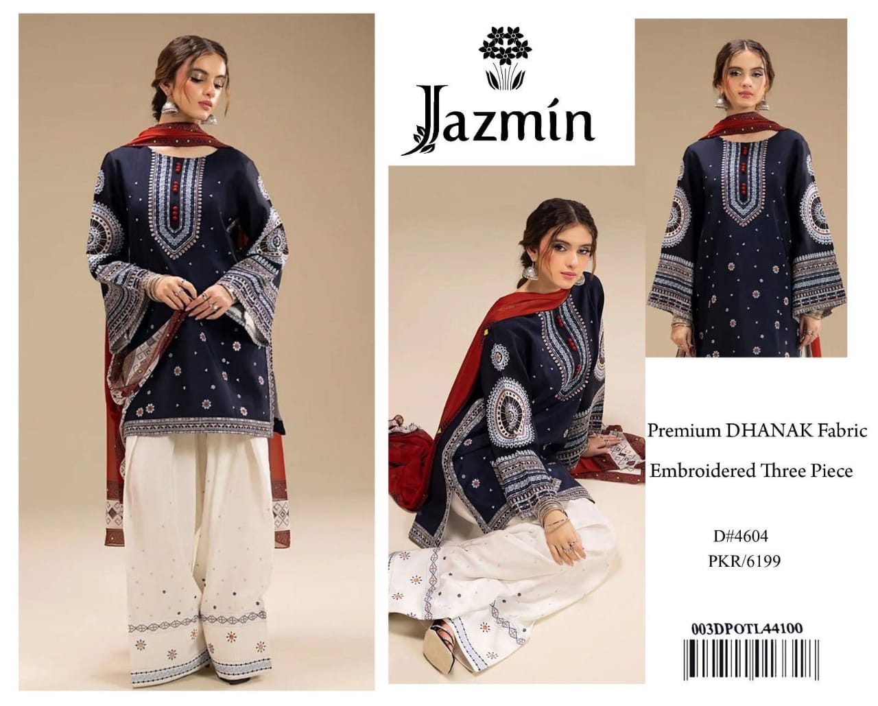 Jazmin 4604 – Premium Dhanak with Digital Wool Shawl