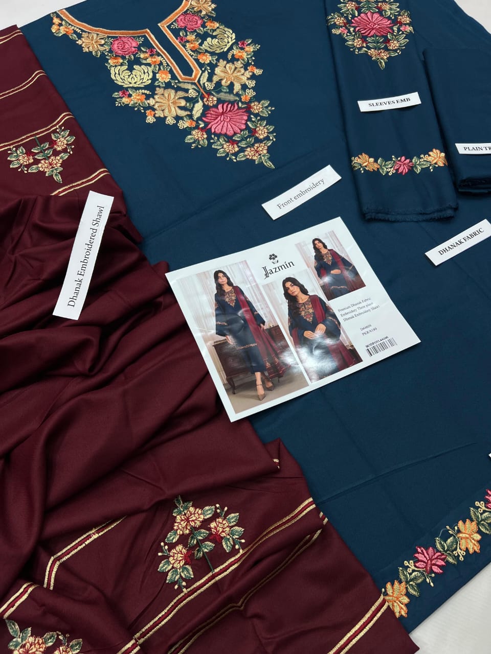 👉 Jazmin 4608 – Premium Dhanak with Embroidered Shawl