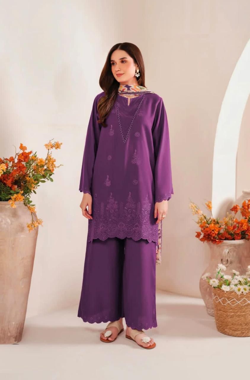 DHANAK 3PC EMBROIDERED