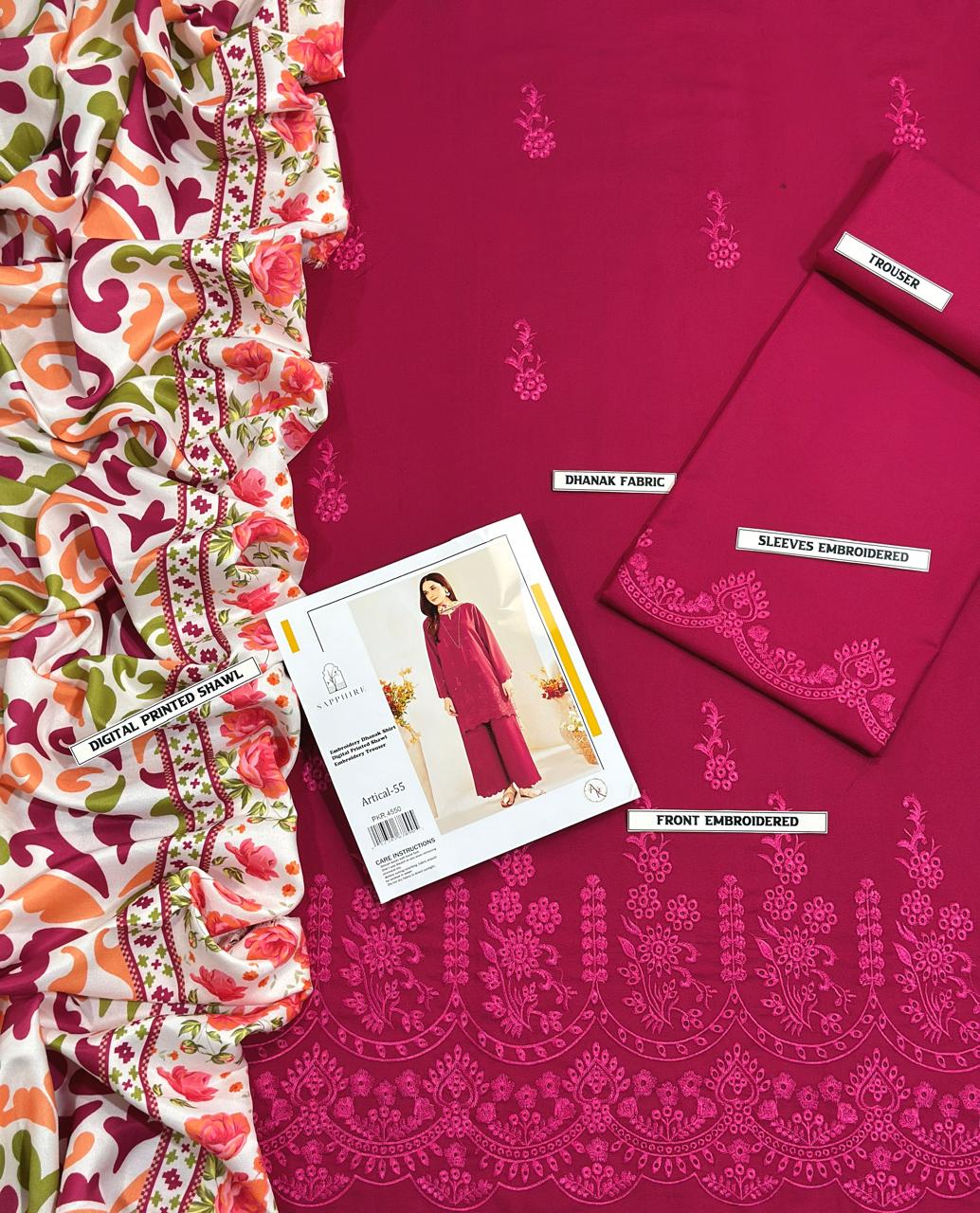 DHANAK 3PC EMBROIDERED