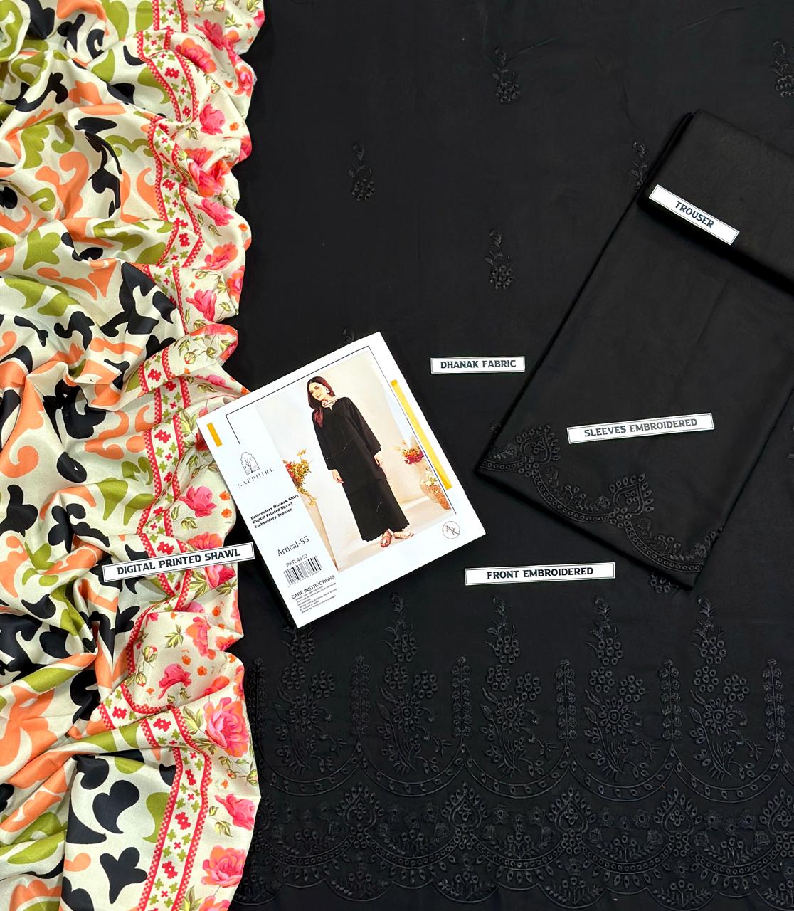 DHANAK 3PC EMBROIDERED